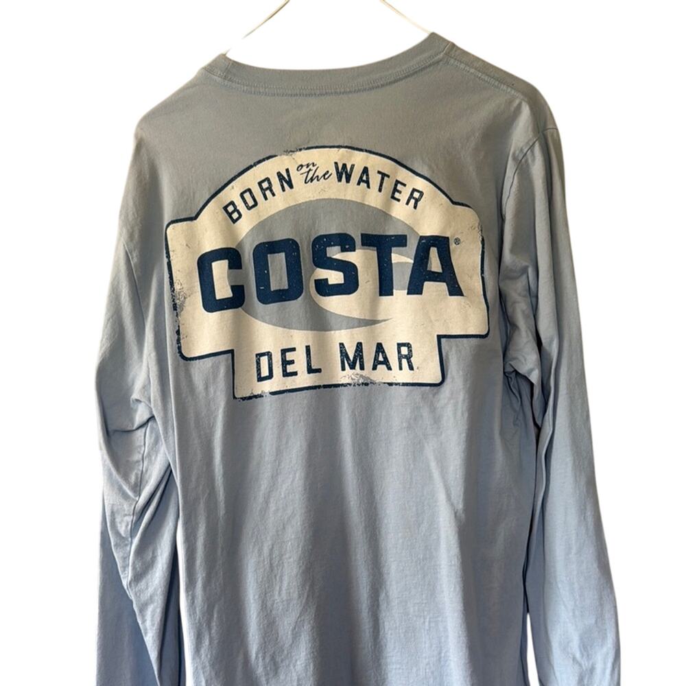 Costa Light Blue Long Sleeve Shirt with Back Logo Men's M - Picture 2 of 5